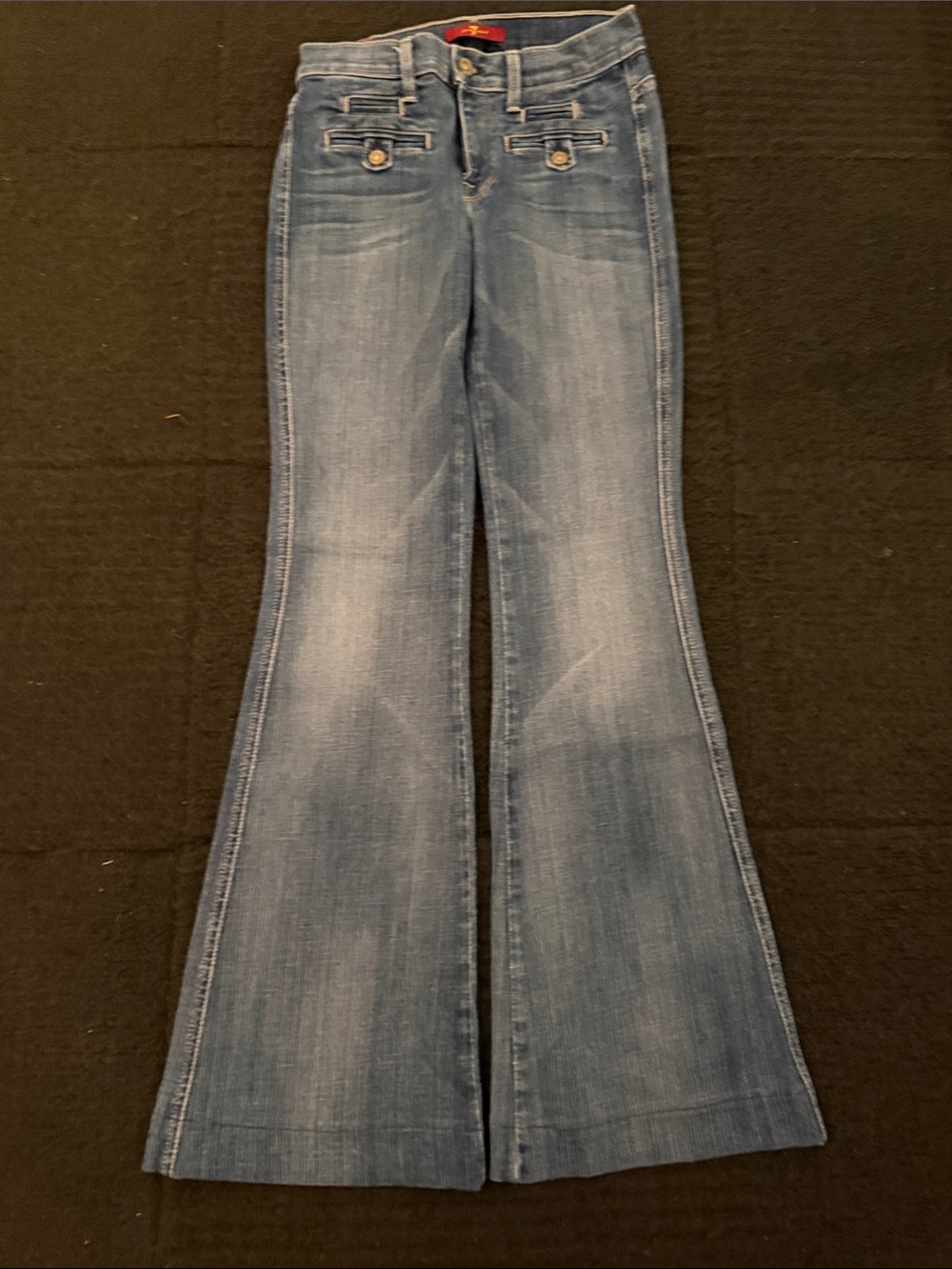 7 For All Mankind Blue Flare Jeans - Light Wash
